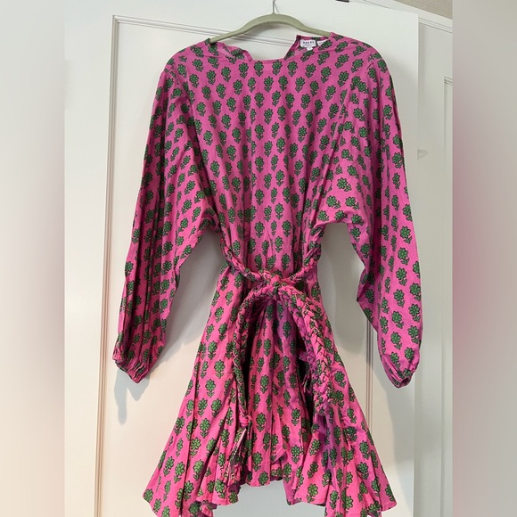 RHODE Dresses & Skirts - Rhode Ella Pink Dress with green flowers.  Size Worn once! Size XS